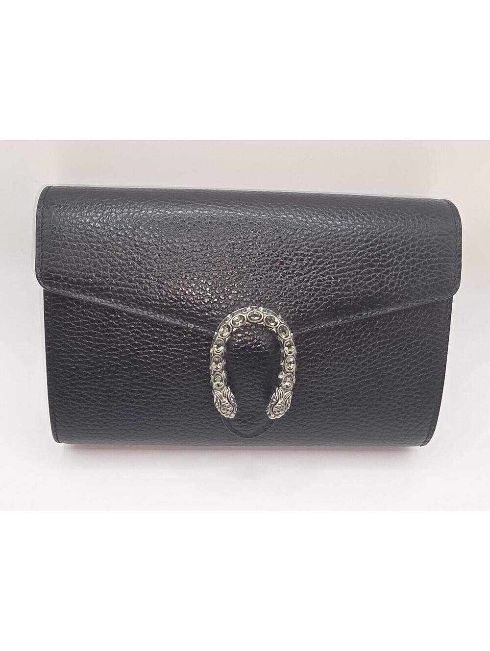 Gucci Dionysus Leather Mini Crossbody Chain Wallet Black 401231